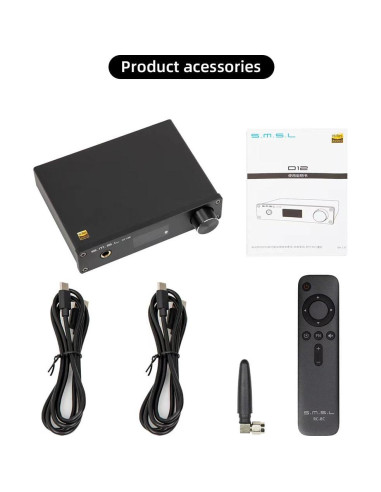 DAC de Audio SMSL D12 HiFi USB Coaxial Óptica RCA 32-bit 768kHz