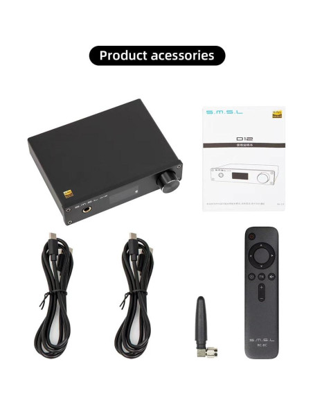 DAC de Audio SMSL D12 HiFi USB Coaxial Óptica RCA 32-bit 768kHz DAC de Audio SMSL D12 HiFi USB Coaxial Óptica RCA 32-bit 768kHz
