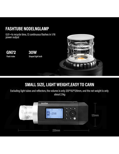 Flash Externo Godox AD400Pro 400Ws TTL HSS 2.4G Batería