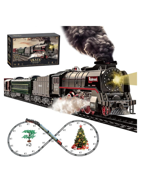 Juego de Tren Eléctrico Hitish con Locomotora y 2 Vagones Juego de Tren Eléctrico Hitish con Locomotora y 2 Vagones