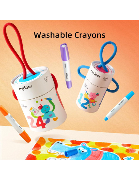 Crayones Jumbo MiDeer 24 Colores Lavables para Niños Crayones Jumbo MiDeer 24 Colores Lavables para Niños