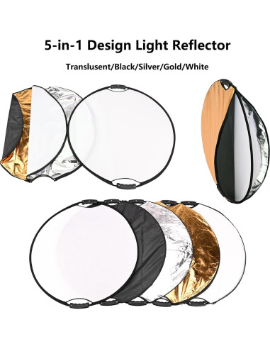 Kit de Reflector de Luz 5-en-1 TENBEST 80cm con Soporte Universal