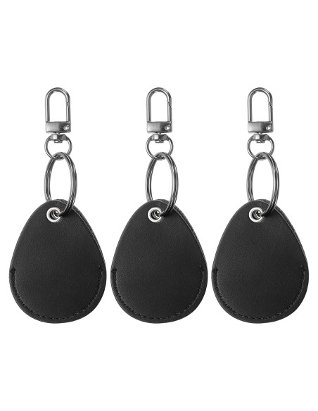 Llaveros de Cuero PATIKIL Negro 3 Piezas 56x45mm Llaveros de Cuero PATIKIL Negro 3 Piezas 56x45mm