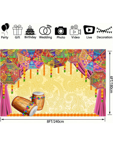 Fondo Fotográfico Tradicional Hindú 243x185 cm Vinilo Naranja Fondo Fotográfico Tradicional Hindú 243x185 cm Vinilo Naranja
