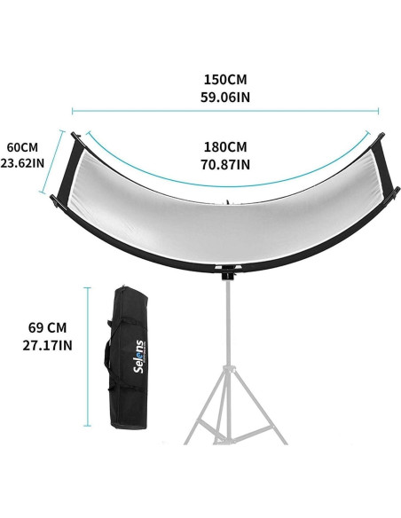 Reflector Curvado Selens 180x60 cm Luz Difusor 4 Colores Reflector Curvado Selens 180x60 cm Luz Difusor 4 Colores