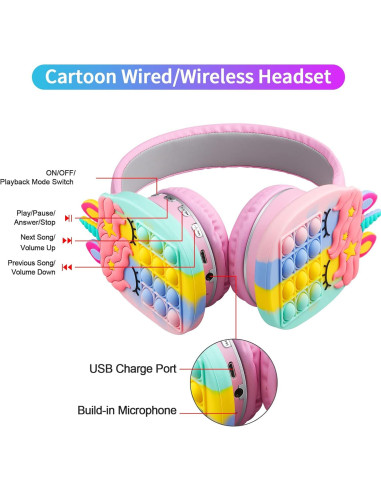 Auriculares Bluetooth WESADN AH-806 Inalámbricos Rosa 6h Batería