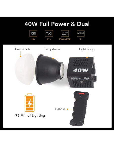 Luz de Video Portátil Nagnahz M60 Bi-Color 2500-8500K 3400mAh Luz de Video Portátil Nagnahz M60 Bi-Color 2500-8500K 3400mAh