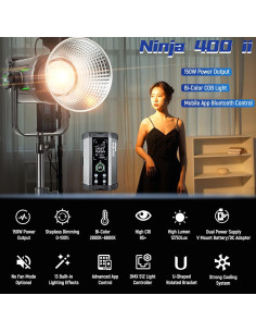 Weeylite Ninja 400 Luz de Video LED 150W Bi-Color 2800-6800K 2