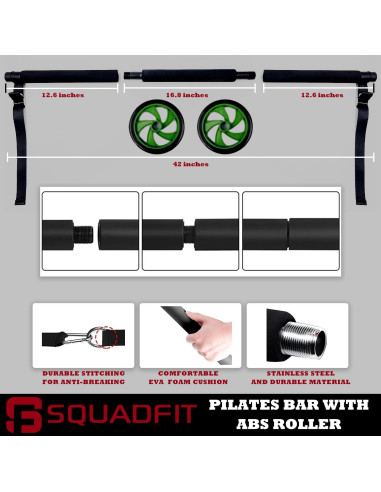 Kit de Fitness SquadFit: Tablero de Flexiones y Barra de Pilates