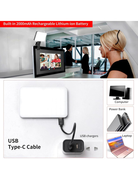 Luz de Selfie Recargable Newmowa Negra 2000mAh 3 Modos Luz de Selfie Recargable Newmowa Negra 2000mAh 3 Modos