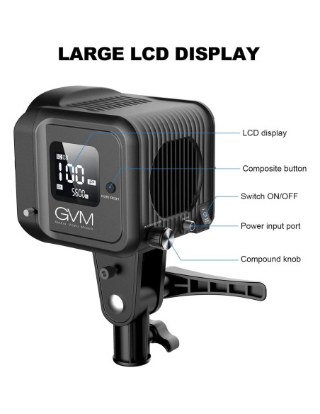 Luz de Video GVM 80W Bi-Color 5600K con Montura Bowens Luz de Video GVM 80W Bi-Color 5600K con Montura Bowens