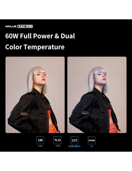 Luz de Video RGB ZHIYUN Molus X60 60W Portátil CRI 95 Luz de Video RGB ZHIYUN Molus X60 60W Portátil CRI 95