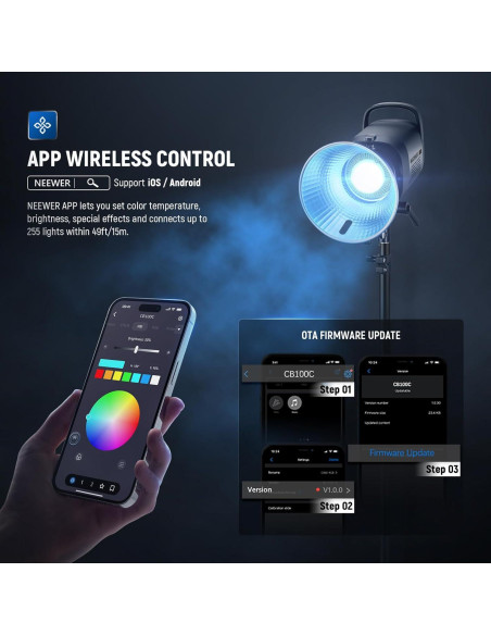 Luz de Video NEEWER CB100C 130W RGB con Softbox 65cm Luz de Video NEEWER CB100C 130W RGB con Softbox 65cm