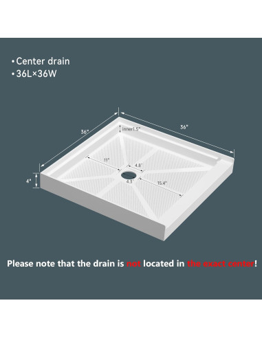 Base de Ducha SMC 91x91 cm Antideslizante Findepot Blanca