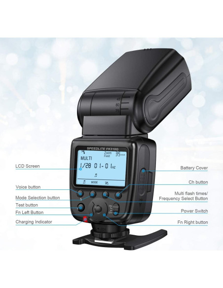 Flash Speedlite Powerextra FK310G Inalámbrico 2.4G para DSLR Flash Speedlite Powerextra FK310G Inalámbrico 2.4G para DSLR