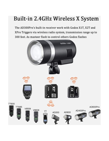 Flash Estroboscópico Godox AD300 Pro 300Ws TTL HSS para Sony