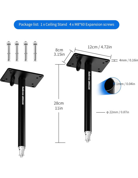 Soporte de Techo Selens para Cámara Fotográfica 28 cm Soporte de Techo Selens para Cámara Fotográfica 28 cm