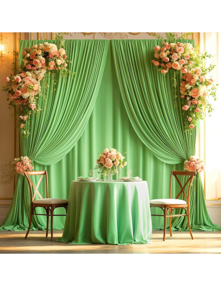 Cortinas de Fondo Verde Salvia 2 Paneles 1.22x3.05m Poliéster Cortinas de Fondo Verde Salvia 2 Paneles 1.22x3.05m Poliéster