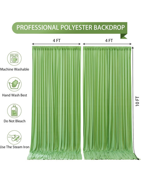 Cortinas de Fondo Verde Salvia 2 Paneles 1.22x3.05m Poliéster Cortinas de Fondo Verde Salvia 2 Paneles 1.22x3.05m Poliéster