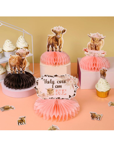 Centros de Mesa Vaca Funmemoir 8 Piezas Decoración Cumpleaños