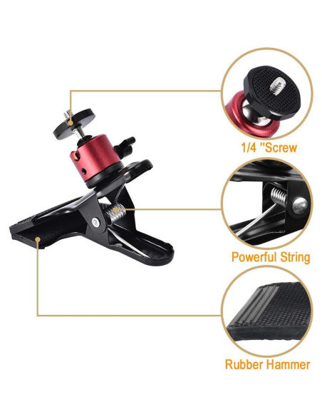 Abrazadera de Clip UTEBIT para Cámara con Trípode 360 - 2 Paquete Abrazadera de Clip UTEBIT para Cámara con Trípode 360 - 2 Paquete