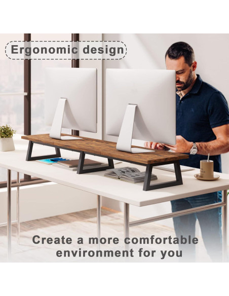 Soporte para Monitor Doble TEAMIX 106.68 cm Marrón Ergonómico Soporte para Monitor Doble TEAMIX 106.68 cm Marrón Ergonómico