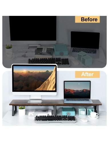 Soporte para Monitor Doble TEAMIX 106.68 cm Marrón Ergonómico