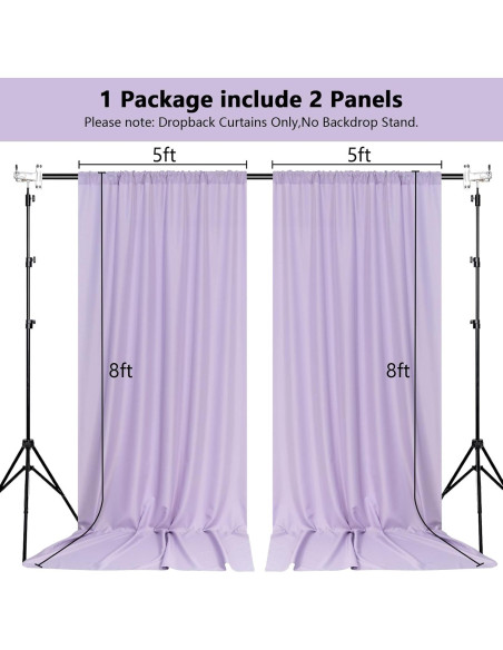 Cortinas de Fondo MEETSKY Lila Claro 3m x 2.4m 2 Paneles Cortinas de Fondo MEETSKY Lila Claro 3m x 2.4m 2 Paneles