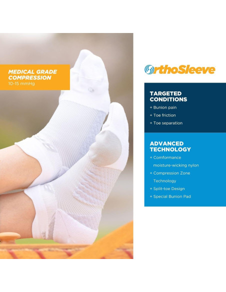Calcetines Alivio Juanetes OrthoSleeve - Dedo Separado, Negro Calcetines Alivio Juanetes OrthoSleeve - Dedo Separado, Negro