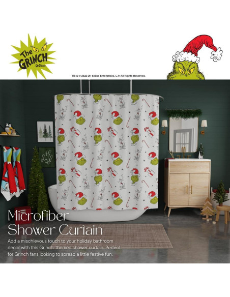 Cortina de Ducha Franco Grinch 182x182 cm Microfibra Cortina de Ducha Franco Grinch 182x182 cm Microfibra