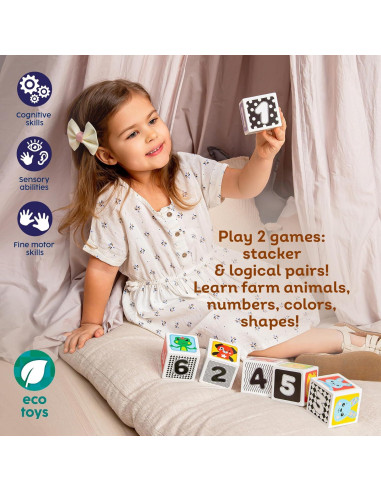 Cubos de Madera Kids Hits - Set de 6 Bloques Apilables