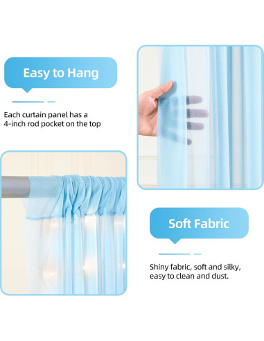 Cortinas de Tulle Azul con Luces 2 Paneles 1.52x3.05m