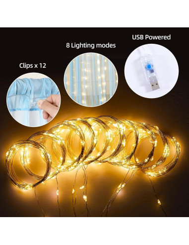 Cortinas de Tulle Azul con Luces 2 Paneles 1.52x3.05m