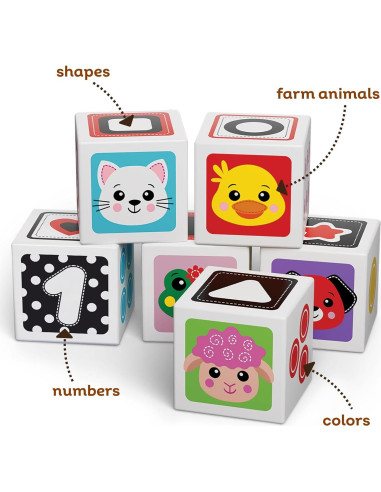 Cubos de Madera Kids Hits - Set de 6 Bloques Apilables