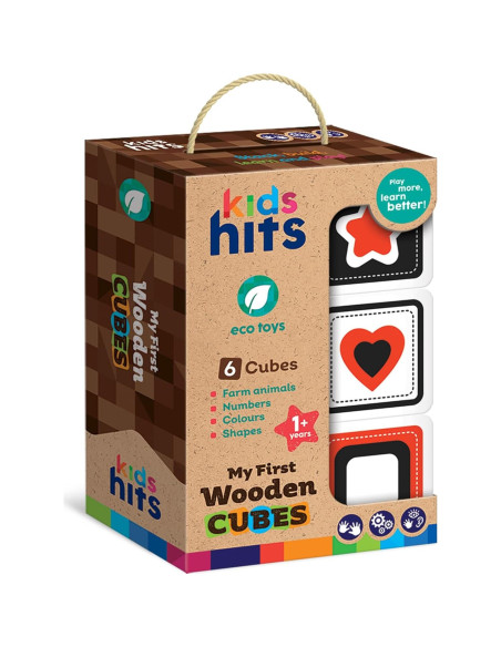 Cubos de Madera Kids Hits - Set de 6 Bloques Apilables Cubos de Madera Kids Hits - Set de 6 Bloques Apilables