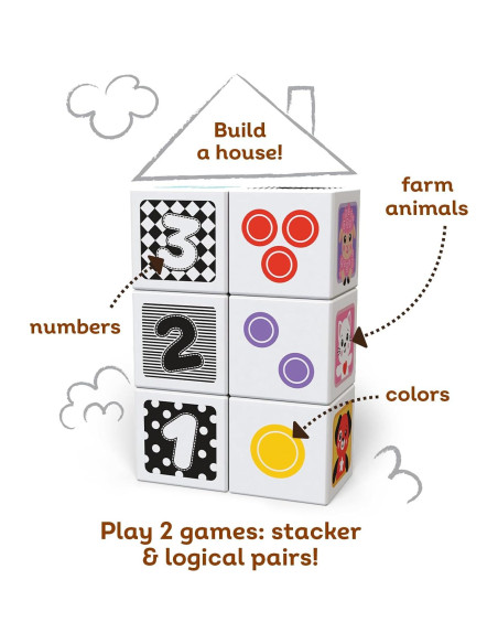 Cubos de Madera Kids Hits - Set de 6 Bloques Apilables Cubos de Madera Kids Hits - Set de 6 Bloques Apilables