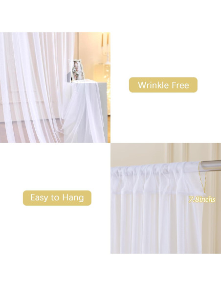 Cortinas de fondo de tul blanco Tao-Ge 3.05m x 3.05m con luces Cortinas de fondo de tul blanco Tao-Ge 3.05m x 3.05m con luces