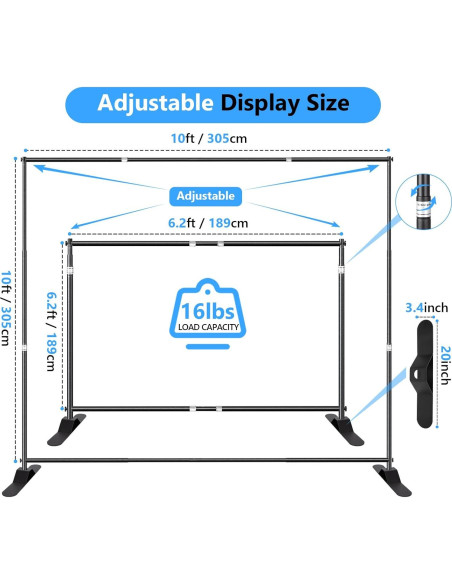 Soporte de Banner Fotográfico SLOW DOLPHIN 3.05x3.05m Ajustable Soporte de Banner Fotográfico SLOW DOLPHIN 3.05x3.05m Ajustable