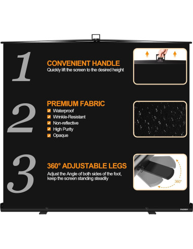 Pantalla de Fondo Negra Plegable FUDESY 200x236cm para Streaming