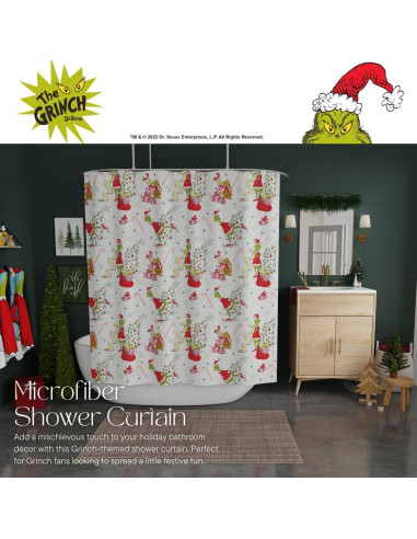 Cortina de Ducha Grinch Franco 182x182 cm Microfibra