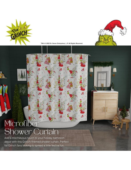 Cortina de Ducha Grinch Franco 182x182 cm Microfibra Cortina de Ducha Grinch Franco 182x182 cm Microfibra
