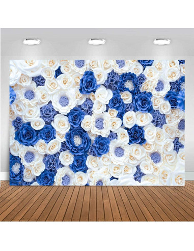 Fondo de Fotografía Vinilo 2.4x1.8m Flores Azules DH-87