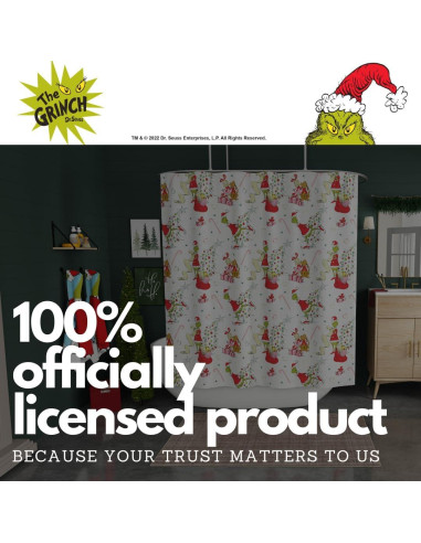 Cortina de Ducha Grinch Franco 182x182 cm Microfibra