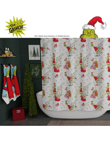 Cortina de Ducha Grinch Franco 182x182 cm Microfibra