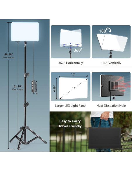 Kit de Luz LED para Video Scrhot con Trípode 132cm USB Kit de Luz LED para Video Scrhot con Trípode 132cm USB