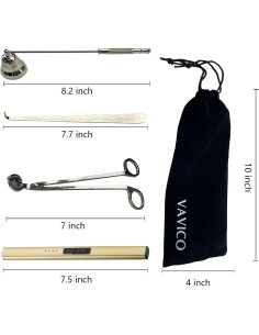 Kit de cuidado de velas VAVICO - Recortador, Apagador y Encendedor 2