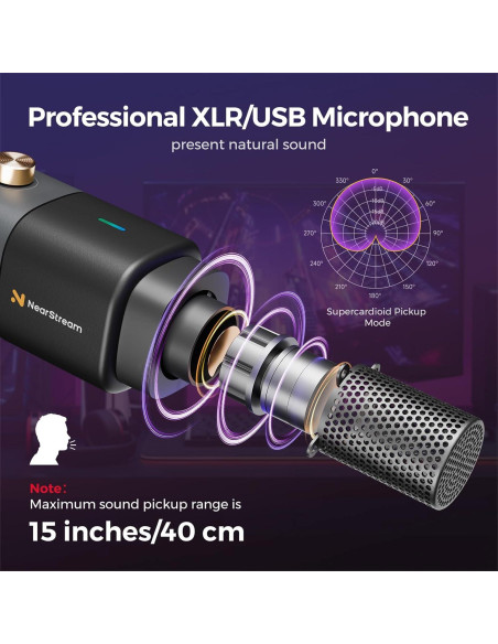 Micrófono de condensador AM20X USB/XLR con soporte ajustable Micrófono de condensador AM20X USB/XLR con soporte ajustable