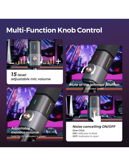 Micrófono de condensador AM20X USB/XLR con soporte ajustable Micrófono de condensador AM20X USB/XLR con soporte ajustable