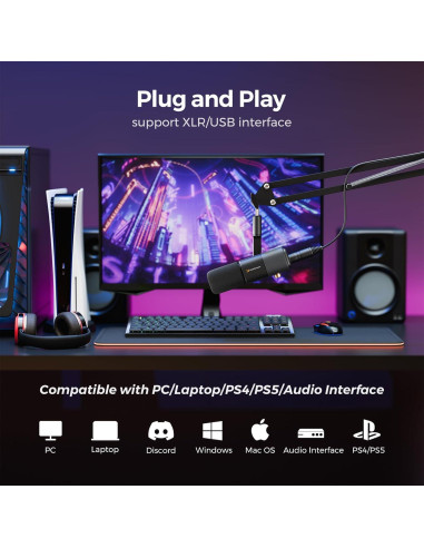 Micrófono de condensador AM20X USB/XLR con soporte ajustable