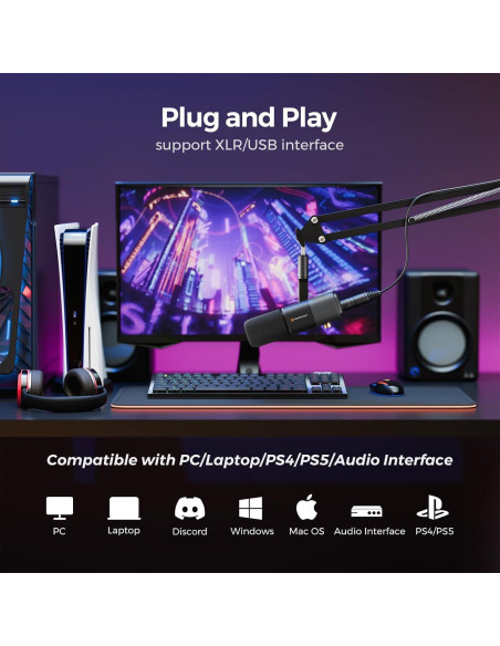 Micrófono de condensador AM20X USB/XLR con soporte ajustable Micrófono de condensador AM20X USB/XLR con soporte ajustable